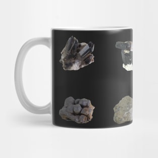 Mineral 4 Pack - Smoky Quartz, Pyrite, Tourmaline, Manganese Mug
